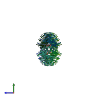 PDB entry 7rl5 coloured by chain, side view.
