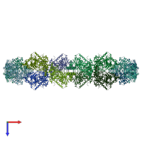 PDB entry 7rmf coloured by chain, top view.