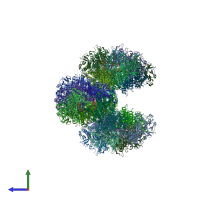PDB entry 7rmk coloured by chain, side view.