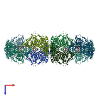 PDB entry 7rmv coloured by chain, top view.