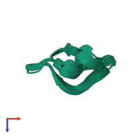 PDB entry 7rn3 coloured by chain, ensemble of 20 models, top view.