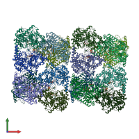 PDB entry 7rnl coloured by chain, front view.