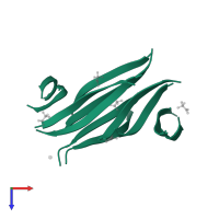 Alpha-crystallin B chain in PDB entry 7roj, assembly 1, top view.