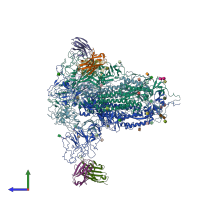 PDB entry 7rq6 coloured by chain, side view.