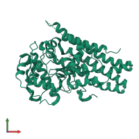 Indoleamine 2,3-dioxygenase 1 in PDB entry 7rrd, assembly 1, front view.