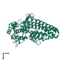 Indoleamine 2,3-dioxygenase 1 in PDB entry 7rrd, assembly 1, top view.