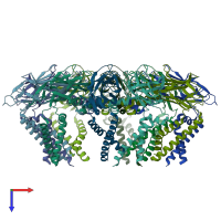 PDB entry 7rsl coloured by chain, top view.