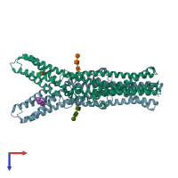 PDB entry 7rtt coloured by chain, top view.
