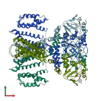 PDB entry 7ru0 coloured by chain, front view.