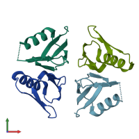 PDB entry 7rur coloured by chain, front view.