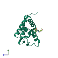 PDB entry 7ruy coloured by chain, side view.