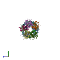 PDB entry 7rye coloured by chain, side view.