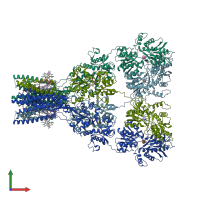 PDB entry 7rz4 coloured by chain, front view.