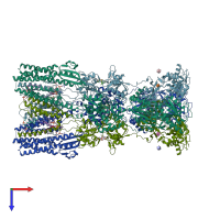 PDB entry 7rz4 coloured by chain, top view.