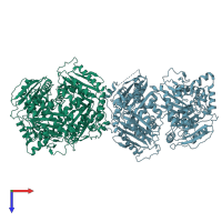 PDB entry 7rzg coloured by chain, top view.