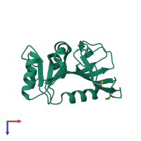 PDB entry 7rzo coloured by chain, top view.