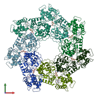 PDB entry 7rzy coloured by chain, front view.