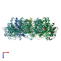 PDB entry 7rzy coloured by chain, top view.