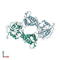 PDB entry 7s1u coloured by chain, front view.