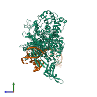 PDB entry 7s37 coloured by chain, side view.