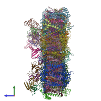 PDB entry 7s3d coloured by chain, side view.