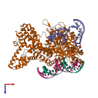 PDB entry 7s3h coloured by chain, top view.