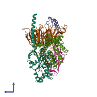 PDB entry 7s3i coloured by chain, side view.
