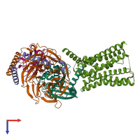 PDB entry 7s3i coloured by chain, top view.