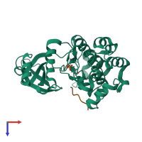 PDB entry 7s48 coloured by chain, top view.