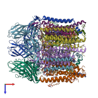 PDB entry 7s4j coloured by chain, top view.