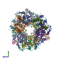 PDB entry 7s4m coloured by chain, side view.