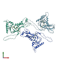 PDB entry 7s4q coloured by chain, front view.