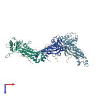 PDB entry 7s4q coloured by chain, top view.