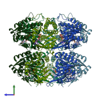 PDB entry 7s65 coloured by chain, side view.
