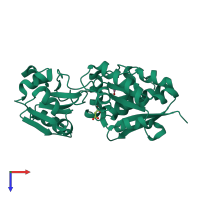 PDB entry 7s80 coloured by chain, top view.