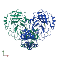 PDB entry 7s82 coloured by chain, front view.