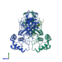 PDB entry 7s82 coloured by chain, side view.
