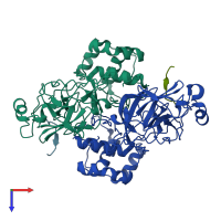 PDB entry 7s82 coloured by chain, top view.