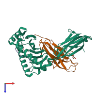 PDB entry 7s8f coloured by chain, top view.