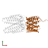 Gliding motility-associated protein GldL in PDB entry 7sax, assembly 1, front view.