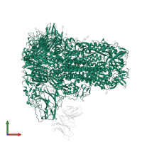 Spike glycoprotein in PDB entry 7sb4, assembly 1, front view.