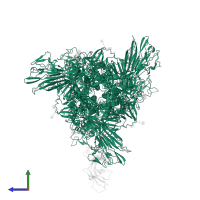 Spike glycoprotein in PDB entry 7sb4, assembly 1, side view.