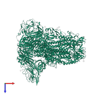 Spike glycoprotein in PDB entry 7sb4, assembly 1, top view.