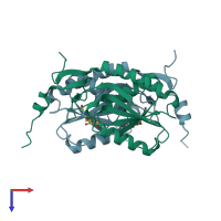 PDB entry 7sb7 coloured by chain, top view.