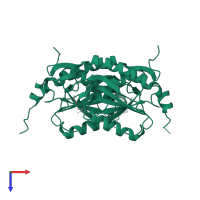 Hypoxanthine-guanine phosphoribosyltransferase in PDB entry 7sb7, assembly 1, top view.
