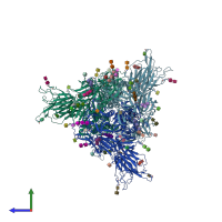 PDB entry 7sbs coloured by chain, side view.