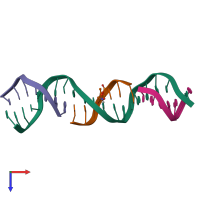 PDB entry 7sdf coloured by chain, top view.