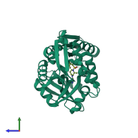 PDB entry 7sey coloured by chain, side view.