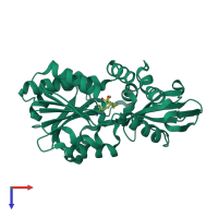 PDB entry 7sey coloured by chain, top view.