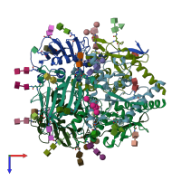 PDB entry 7sgd coloured by chain, top view.